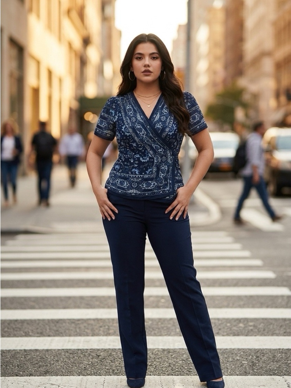 Lucky Brand Navy Wrap Top